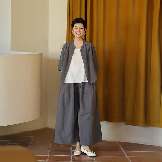 绽放509朵【黑白灰系列·女公子】高端汉麻棉自然肌理显瘦衬衫 商品图2