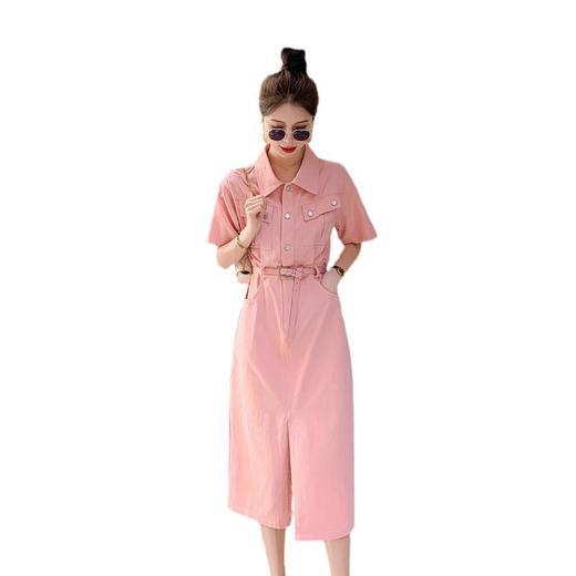粉色设计感开叉牛仔连衣裙女2023夏装新款高端精致小众法式裙子 商品图4