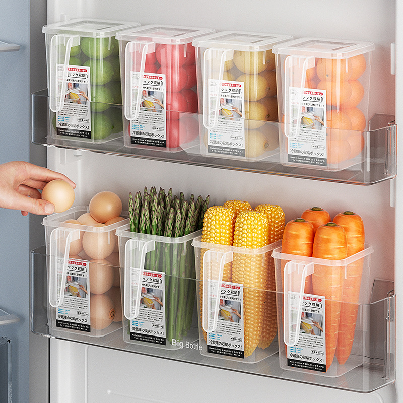 「9.9元包邮！分类整洁」冰箱侧门收纳盒 抽屉式冷冻盒带盖蔬菜鸡蛋盒透明储物收纳整理食品保鲜盒
