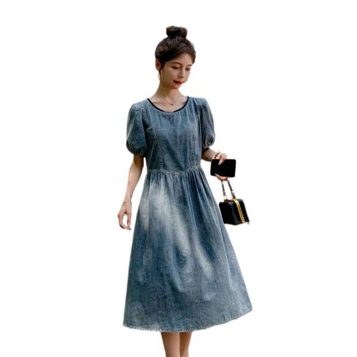 薄款牛仔连衣裙女夏季新款法式洋气复古气质通勤显瘦A字裙子长款 商品图4