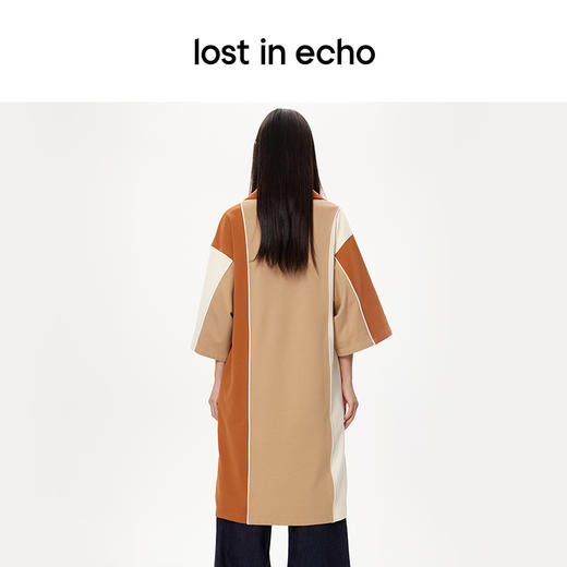 lost in echo设计师品牌高级不对称拼色POLO宽松休闲舒适连衣裙 商品图3