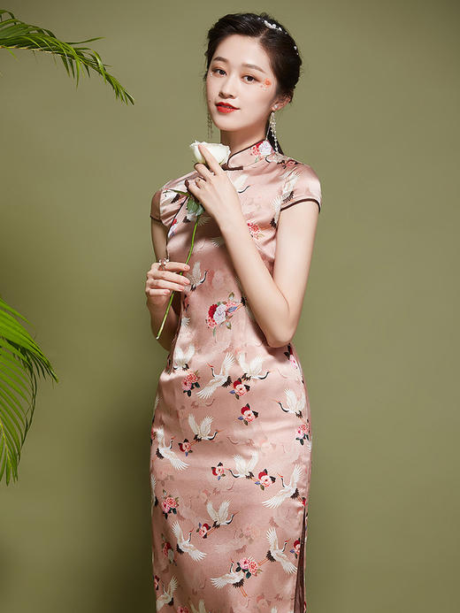 新款复古，真丝缎日常改良旗袍连衣裙OY21687 商品图2