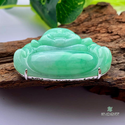 派瑞翡翠 18k金翡翠佛 糯种 绿色 商品图4