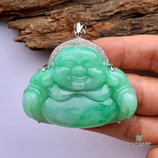 派瑞翡翠 18k金翡翠佛 糯种 绿色 商品图3