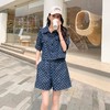 复古港风浮雕时尚套装女夏2023女装新款短袖短裤子牛仔休闲两件套 商品缩略图1