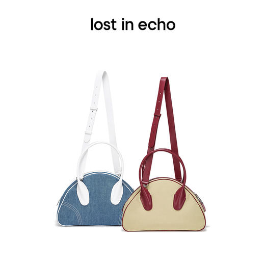 lost in echo设计师品牌大号撞色保龄球斜跨包手提包 商品图4