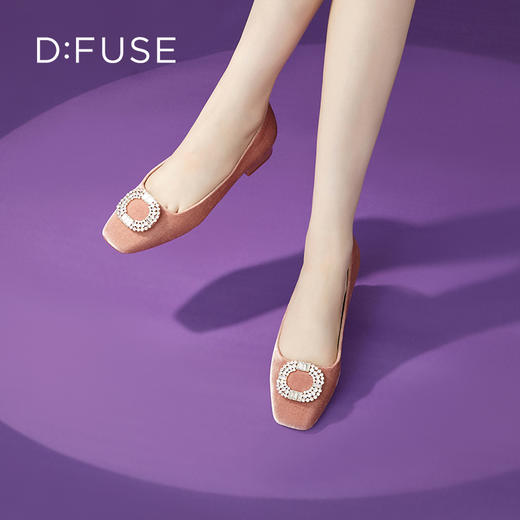 迪芙斯D:FUSE女鞋2023秋季新款单鞋女方头烫钻漆牛皮气质通勤女鞋DF33111068 商品图11