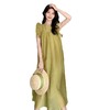 实拍荷叶边拼接飞飞袖小圆领显白肌理橄榄绿宽松长款轻复古连衣裙 商品缩略图4