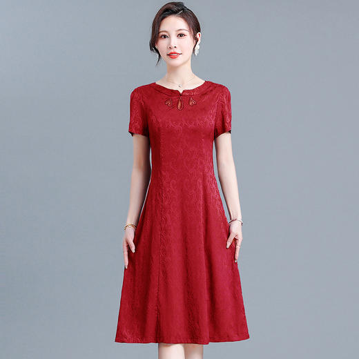 QYM 15A37-L印花修身时尚连衣裙简约气质优雅A字裙 商品图1