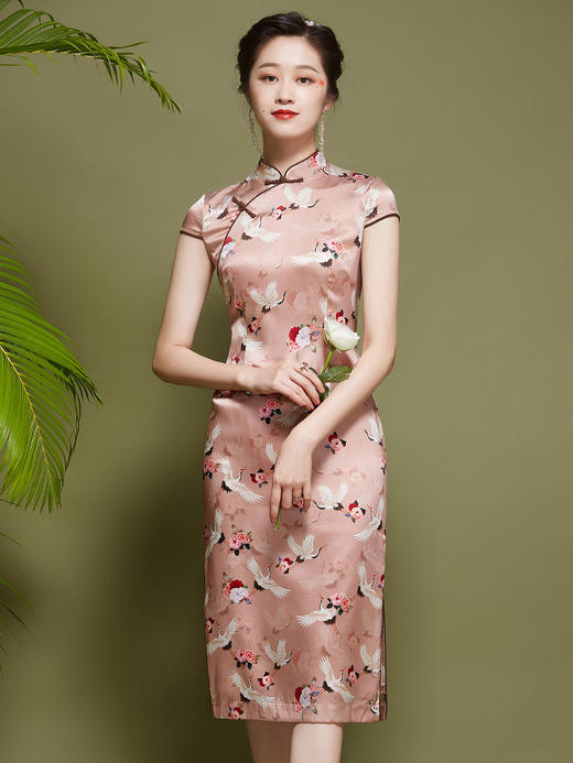 新款复古，真丝缎日常改良旗袍连衣裙OY21687 商品图4