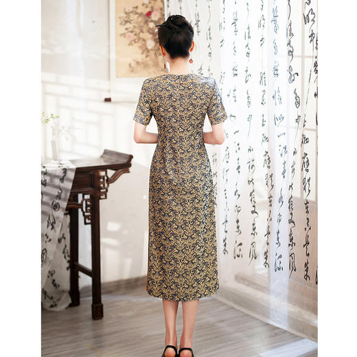 V领复古改良旗袍，日常可穿复古立领气质碎花裙SYG630 商品图4