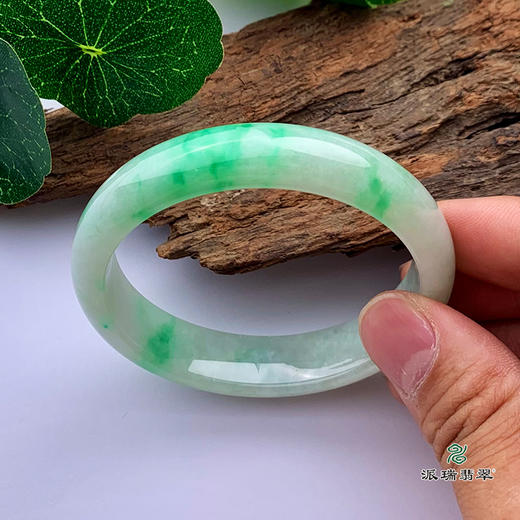 派瑞翡翠 翡翠手镯 糯种 飘花 商品图3