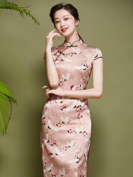 新款复古，真丝缎日常改良旗袍连衣裙OY21687 商品图1