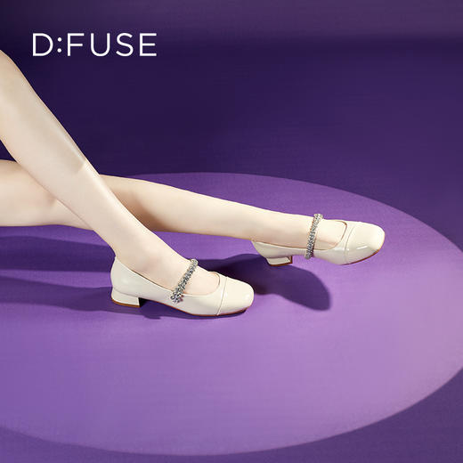 迪芙斯D:FUSE女鞋秋款单鞋女玛丽珍鞋羊皮圆头钻链低跟女鞋DF33111067 商品图8