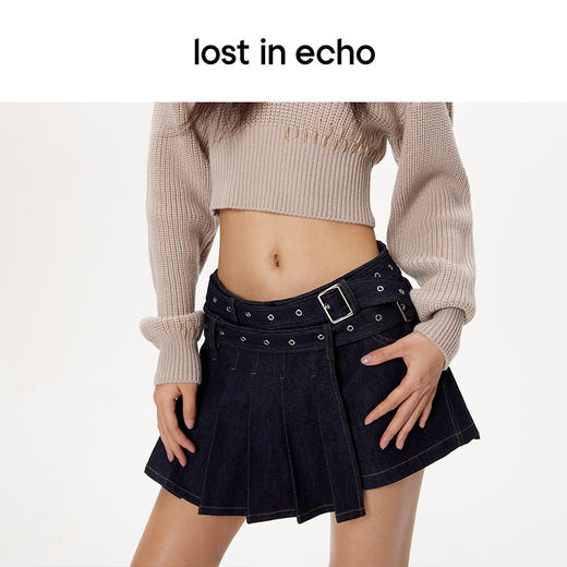 [断码]lost in echo设计师品牌美拉德风休闲时尚短裙裤低腰百褶牛仔短裙 商品图2