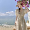 2023夏季新款杭州女装法式复古收腰显瘦连衣裙泡泡袖长款裙子 商品缩略图0