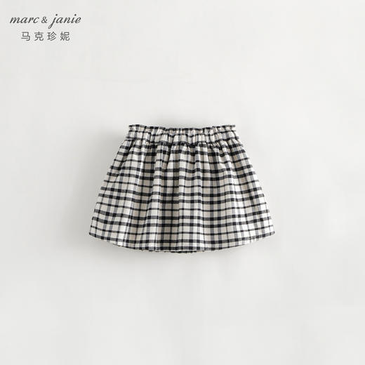 马克珍妮秋装新款 女童全棉黑白格纹百褶短裙 儿童半身裙231585 商品图1