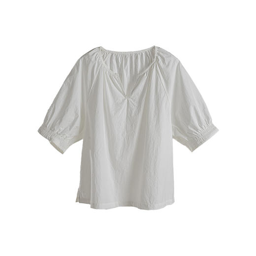 绽放506朵【黑白灰系列·小薇】进口匹马棉纸感凉爽V领小上衣T恤 商品图3