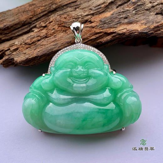 派瑞翡翠 18k金翡翠佛 糯种 绿色 商品图2