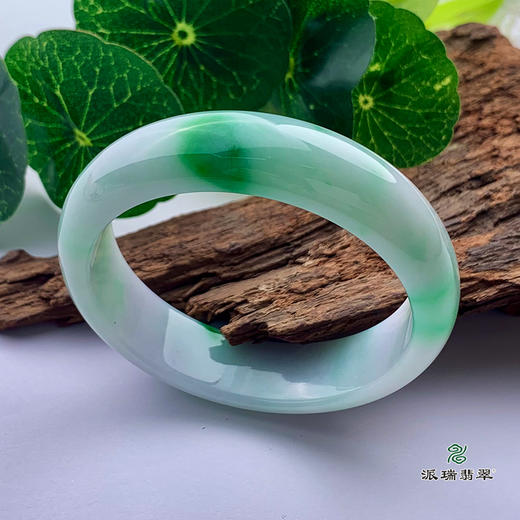 派瑞翡翠 翡翠手镯 糯种 飘花 商品图0