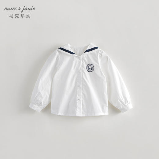 马克珍妮秋装新款 女童学院风海军领全棉衬衫 儿童衬衣231360 商品图0
