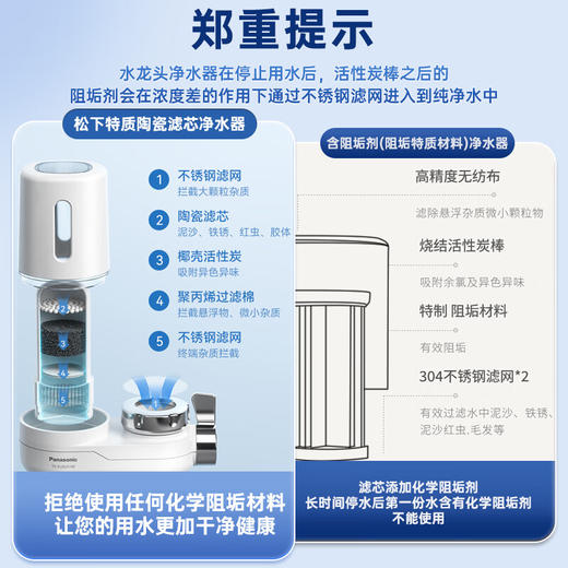 【松下】（Panasonic）龙头净水器TK-EUNJ51W不插电无废水五级过滤滤水器 家用水龙头过滤器 自来水过滤器 厨房自来水过滤器 商品图1