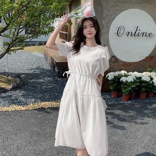实拍新款清新夏季绿腰抽绳连衣裙女洋气时尚不挑人甜美潮搭长裙子 商品图3