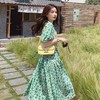 实拍夏季新款法式甜美温柔风一眼惊艳流行绿色碎花修身显瘦连衣裙 商品缩略图0