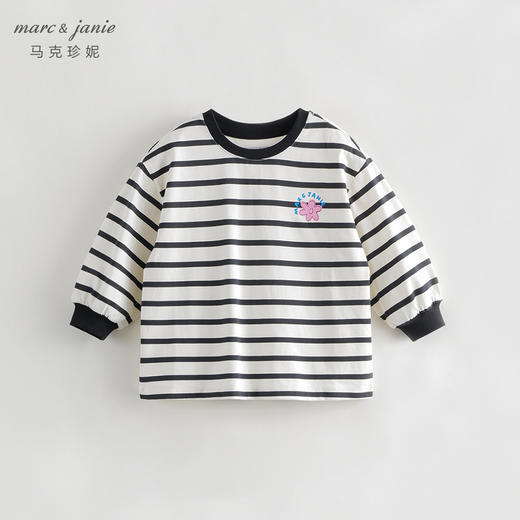 马克珍妮秋装新款 女童全棉条纹长袖T恤 儿童上衣231337 商品图0