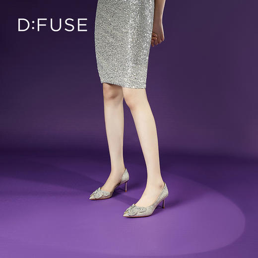 迪芙斯D:FUSE女鞋秋款单鞋女高跟鞋格利特蝴蝶结宴会单鞋女DF33114073 商品图7