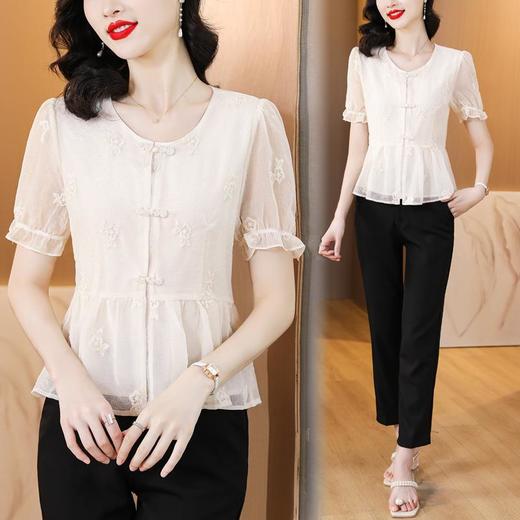 夏季新款，短袖上衣显瘦遮肚洋气设计感钉珠小衫K-4101T1211 商品图1
