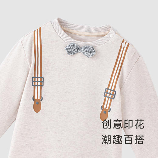【商场同款】英氏宝宝暖绒开肩印花卫衣男宝宝休闲套头衫 商品图3