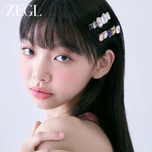 ZEGL彩色锆石发夹女2023新款后脑勺边夹侧边一字夹头饰多巴胺发饰 商品图3