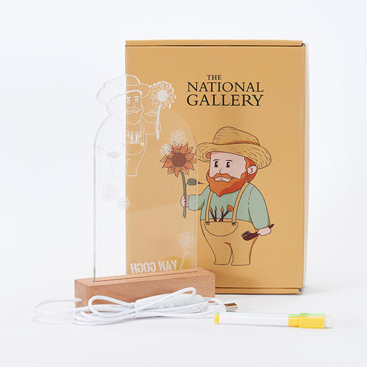 The National Gallery大师系列 萌版梵高发光写字板摆件USB小夜灯氛围灯 商品图4