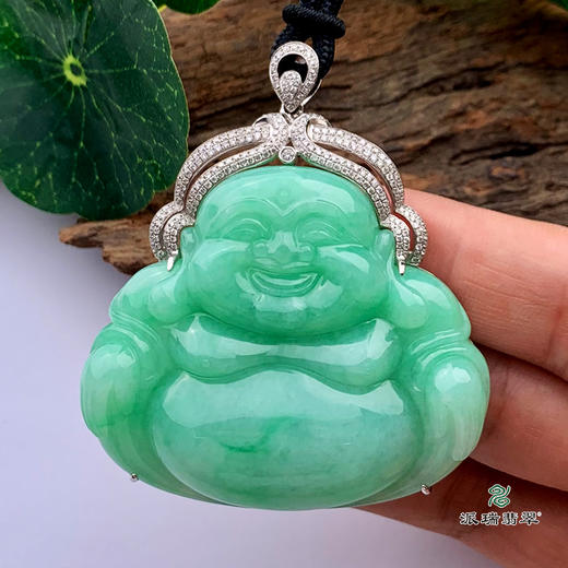 派瑞翡翠 18k金翡翠佛 糯种 绿色 商品图1
