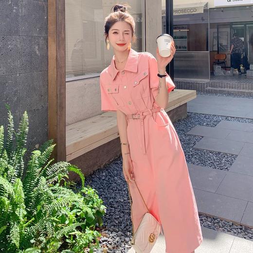 粉色设计感开叉牛仔连衣裙女2023夏装新款高端精致小众法式裙子 商品图2