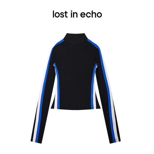 [断码]lost in echo秋季新款内搭运动条纹高领多色撞色设计针织打底衫女 商品图4