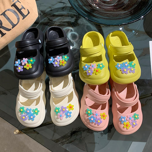 【三个款式任选】BULIQ	新款懒人凉拖鞋 仙人掌/宝石/鲜花 DIY多样式贴花 一鞋两穿 舒适透气不闷汗 商品图5