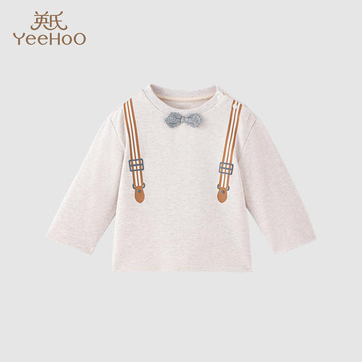 【商场同款】英氏宝宝暖绒开肩印花卫衣男宝宝休闲套头衫 商品图0