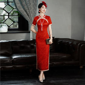 复古国风，老上海长款提花旗袍GX319158