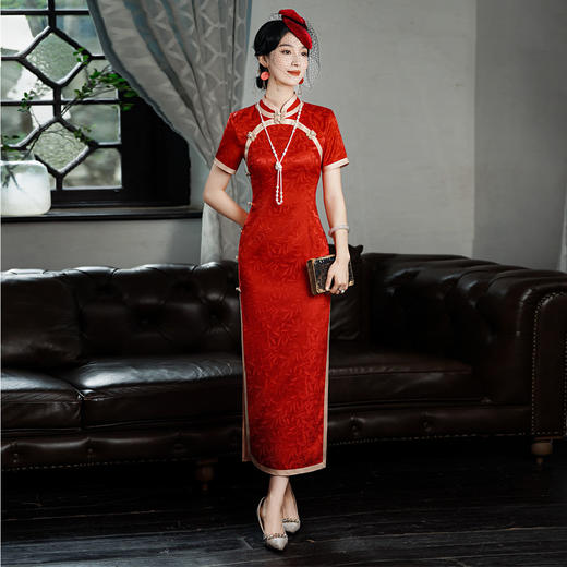 复古国风，老上海长款提花旗袍GX319158 商品图0