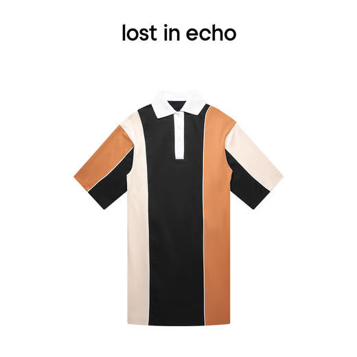 lost in echo设计师品牌高级不对称拼色POLO宽松休闲舒适连衣裙 商品图4