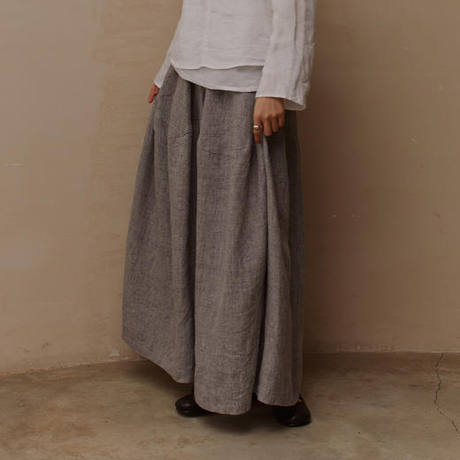绽放582朵【黑白灰系列·山本裤】高级灰法国亚麻色织宽松阔腿裤 商品图0