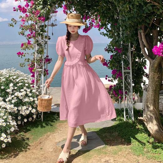 设计感木耳边连衣裙夏季女2023女装新款收腰A字法式茶歇仙女裙子 商品图3