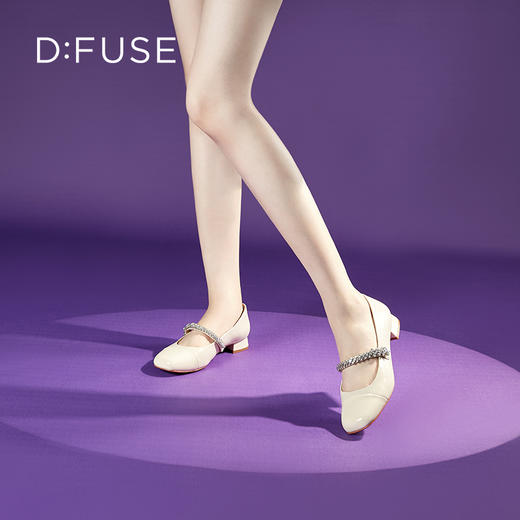 迪芙斯D:FUSE女鞋秋款单鞋女玛丽珍鞋羊皮圆头钻链低跟女鞋DF33111067 商品图0
