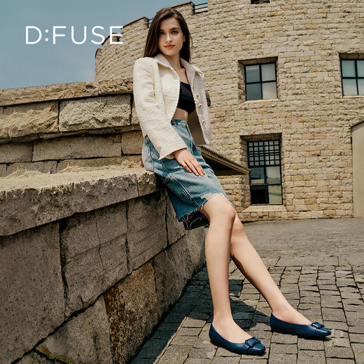 迪芙斯D:FUSE女鞋秋款单鞋女方头羊皮几何扣柔软舒适平底鞋DF33111081 商品图10