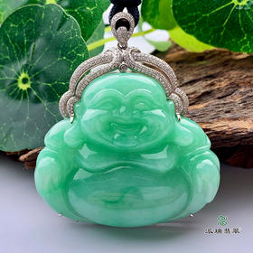 派瑞翡翠 18k金翡翠佛 糯种 绿色