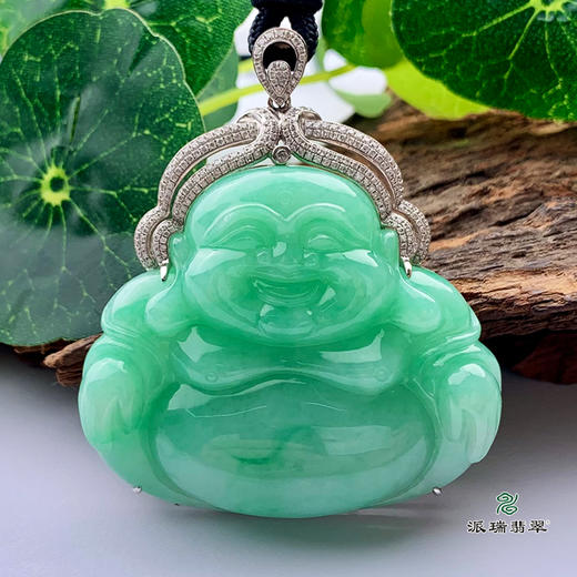 派瑞翡翠 18k金翡翠佛 糯种 绿色 商品图0