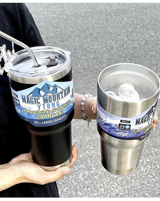 【家居百货】900ml超大容量 移动冰箱式【冰霸杯】304不锈钢 食品级PP防溅盖 商品图13