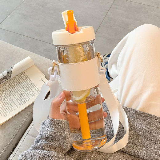 「四款配色！茶水分离」泡茶杯塑料杯女颜值网红水杯透明办公室冷萃杯子带吸管餐饮用具 商品图0